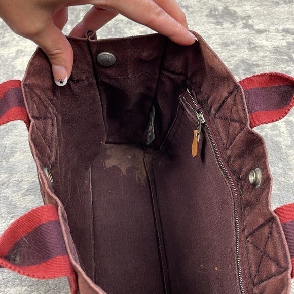 Hermes Paris Fourre Tout Burgundy Canvas Small Tote Bag Designer - Picture 17 of 17